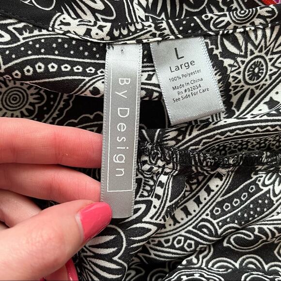 By Design Black & Pink Patterned Blouse Size L - Picture 5 of 12